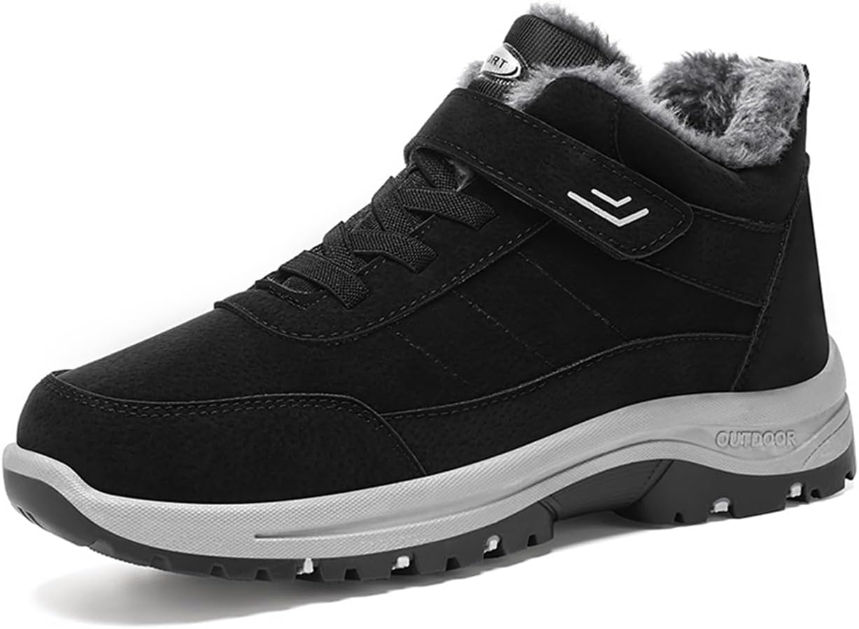 

Женские зимние ботинки на снег с теплой меховой подкладкой, водонепроницаемые, из искусственной кожи, с регулируемыми липучками, противоскользящие, повседневные Picusiqa, черный