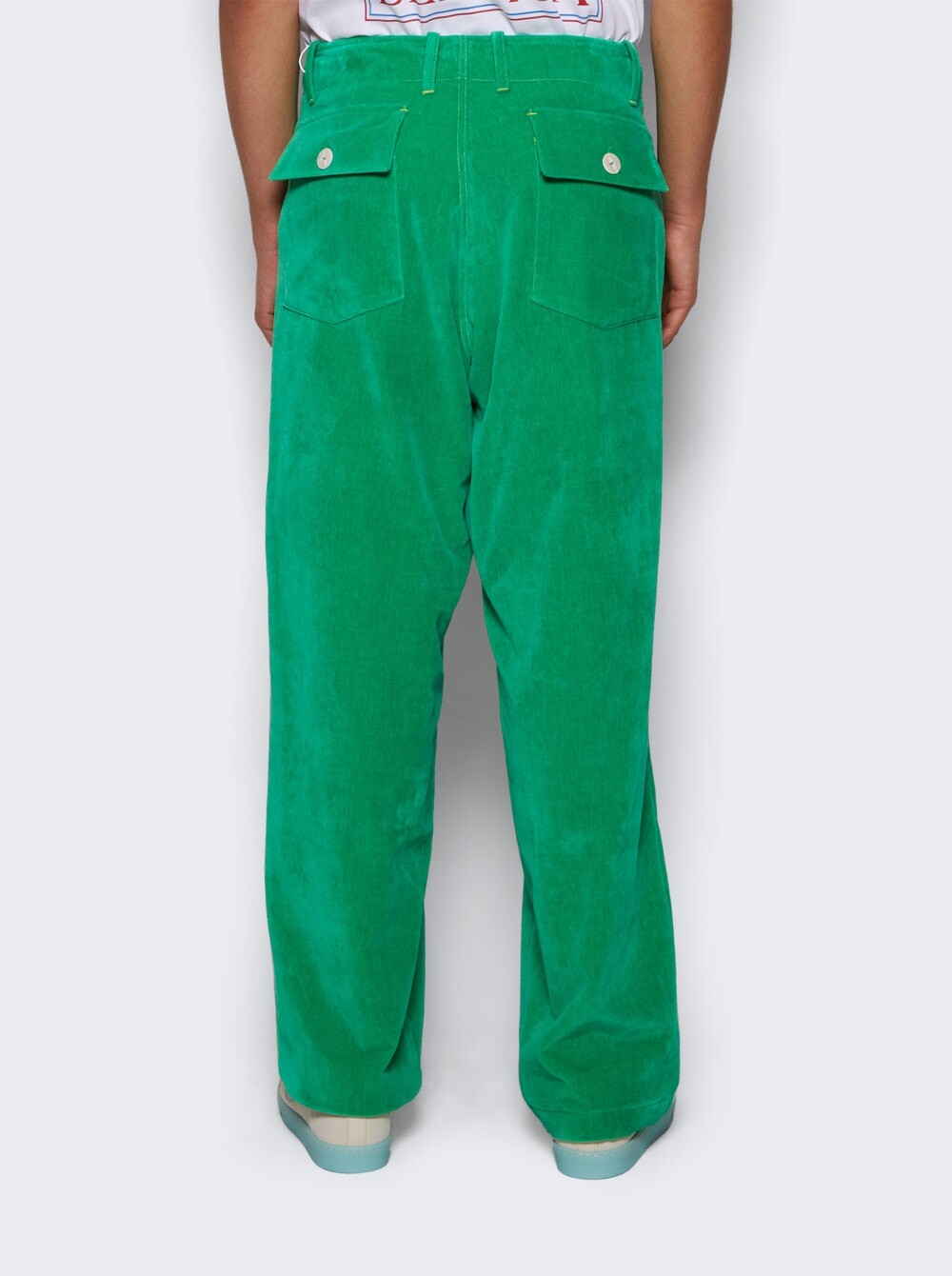 

Хлопковые бархатные рабочие брюки The Elder Statesman, цвет Jade Green