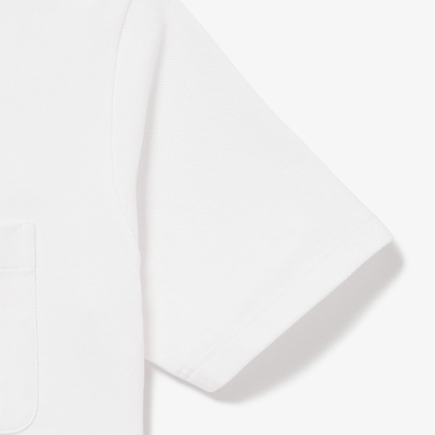 Мужская хлопковая трикотажная футболка Lacoste с коротким рукавом и карманом, белый — фото 4
