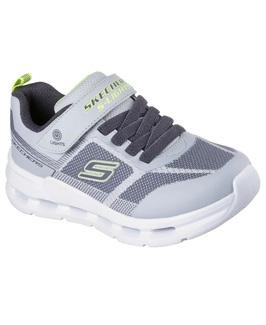 Детские кроссовки S-Lights: Glide-Step Lights с застежкой-липучкой от Finish Line Skechers, серый, lime