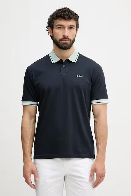 Поло хлопковое Polo BOSS Orange, синий