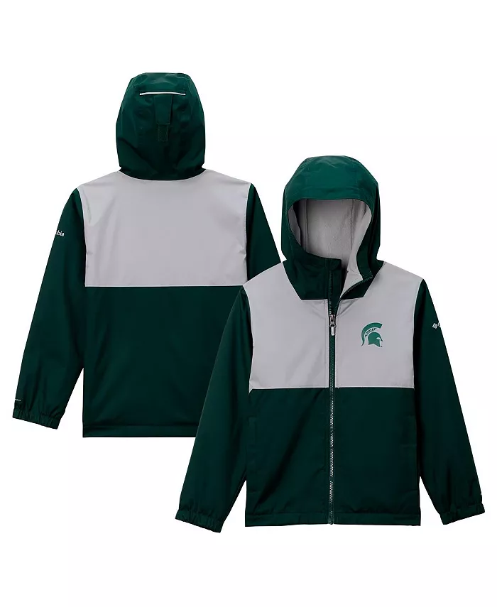 

Куртка с капюшоном Omni-Tech на молнии для больших мальчиков и девочек, зеленая, с подкладкой «Rainy Fields» от Michigan State Spartans Columbia