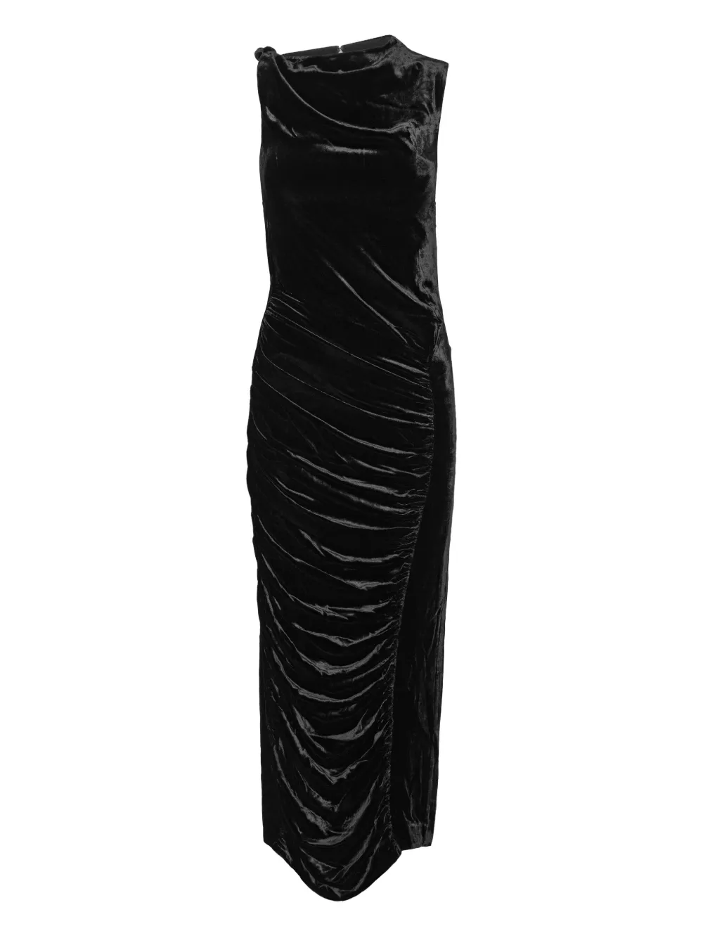 

Бархатное платье миди с драпировкой Rotate Birger Christensen, черный