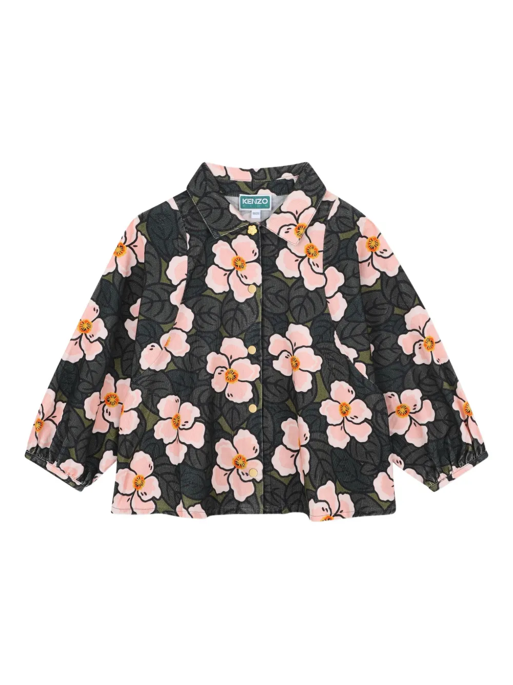 

Блузка с цветочным принтом Kenzo Kids, зеленый
