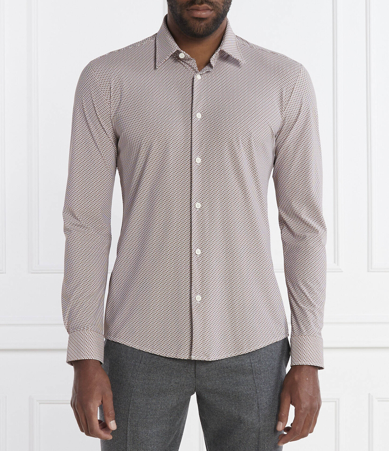 

Рубашка BOSS BLACK P-ROAN Slim Fit, коричневый