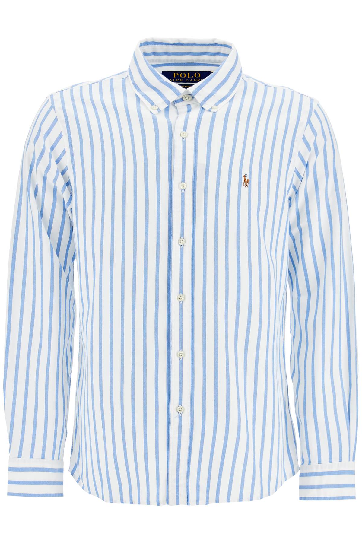 

Мужская рубашка Polo Ralph Lauren Custom Fit из полосатого оксфорда, белый