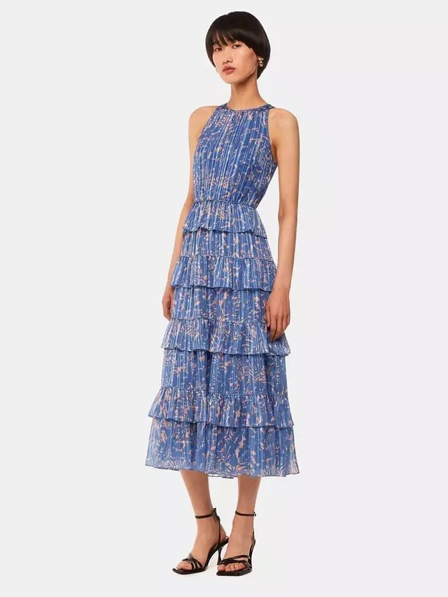 

Платье Whistles Paloma Tropical Leaves Midi, цвет purple/multi