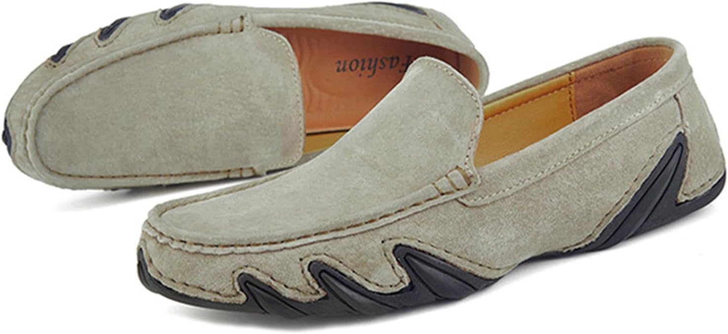 

Мужские ручной работы замшевые лоферы с пенни, нескользящая мягкая подошва, слипоны-мокасины для повседневной носки, удобные деловые обувь для работы, прогулок и вождения Etoryoox, хаки