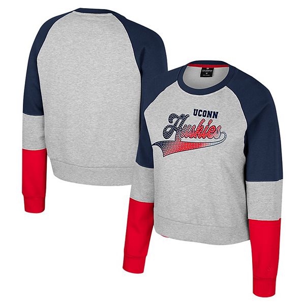 

Женский свитшот heather gray uconn huskies katinka с декором стразами и круглым вырезом Colosseum