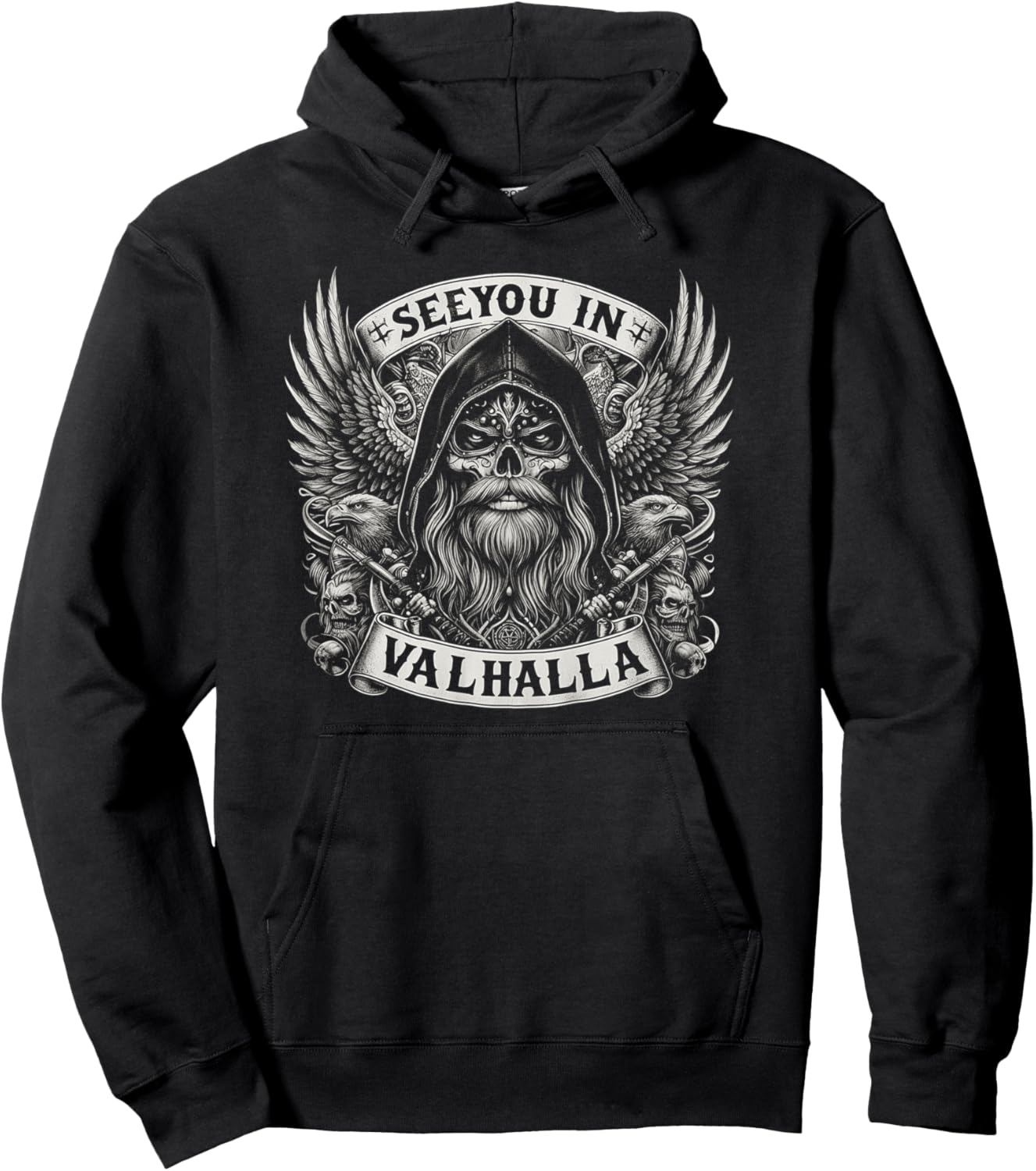 

Толстовка Odin Hoodie See You In Valhalla Vikings Design Wotan Odin, черный