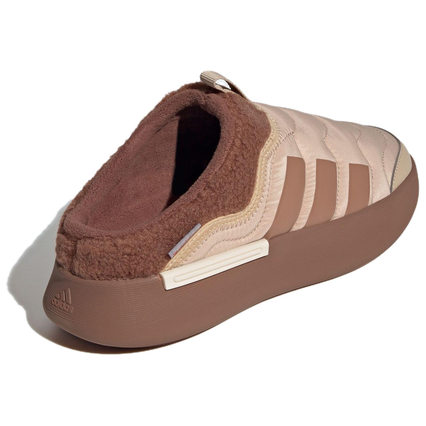 Adipuff противоскользящие износостойкие низкие повседневные кроссовки Unisex Tan Adidas, magic светло коричневый черный — фото 4
