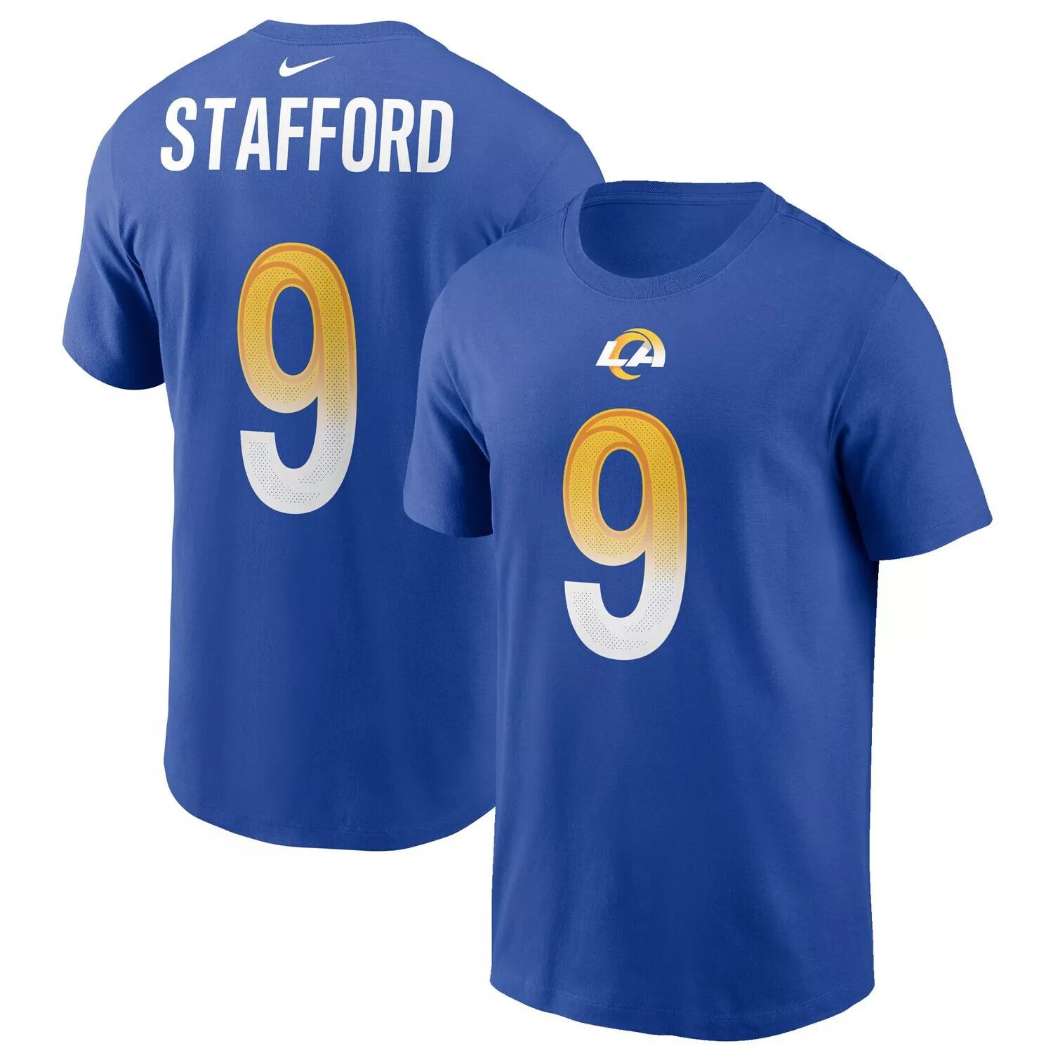 

Мужская футболка с именем и номером Matthew Stafford Royal Los Angeles Rams Nike