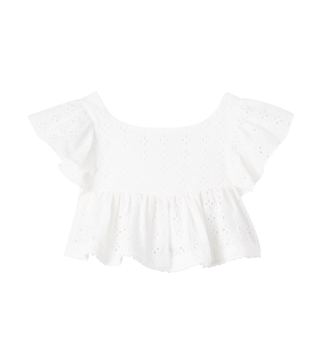 

Топ из хлопкового кружева Cycas Poupette St Barth Kids, Natural White Plain