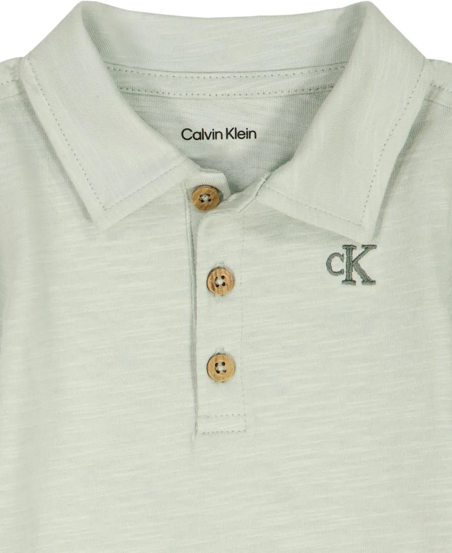 Детский боди-поло и шорты для мальчика, комплект из 2 предметов Calvin Klein, pale meadow/синий — фото 3