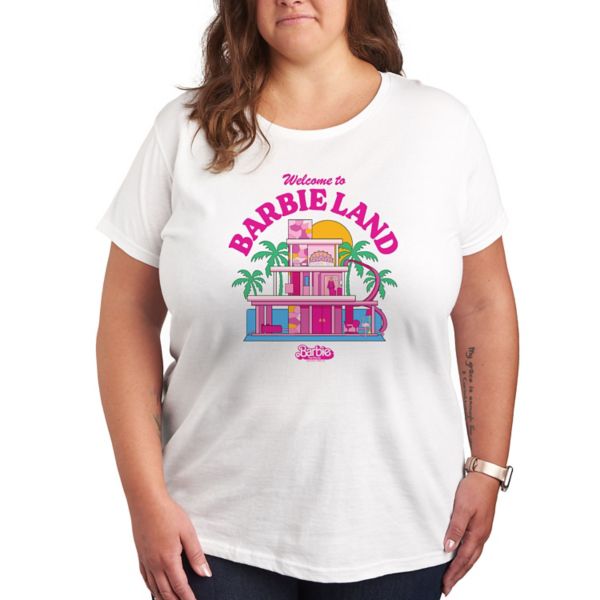 

Футболка с принтом Plus size the movie land Barbie, белый