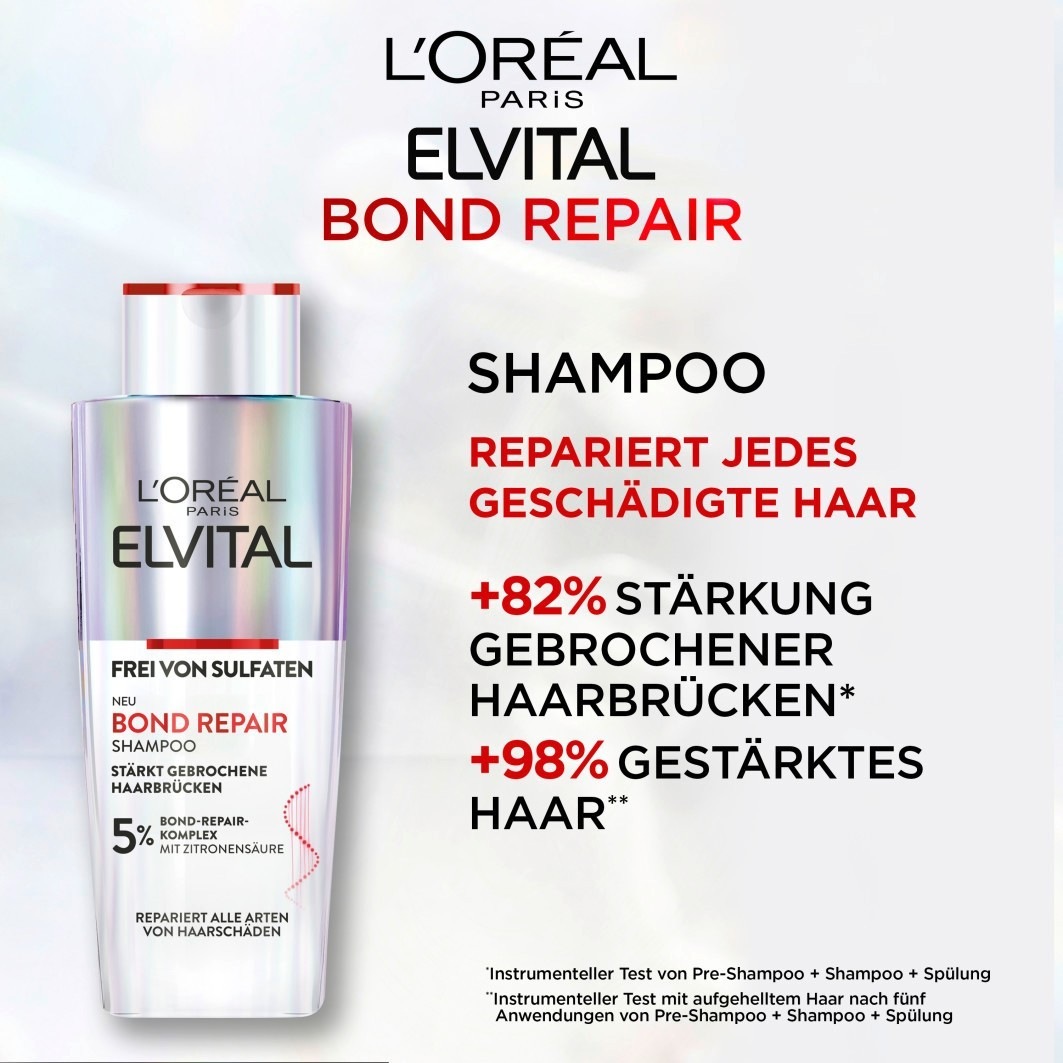 Шампунь elvital bond repair Loreal Paris, объем 200 мл — фото 3
