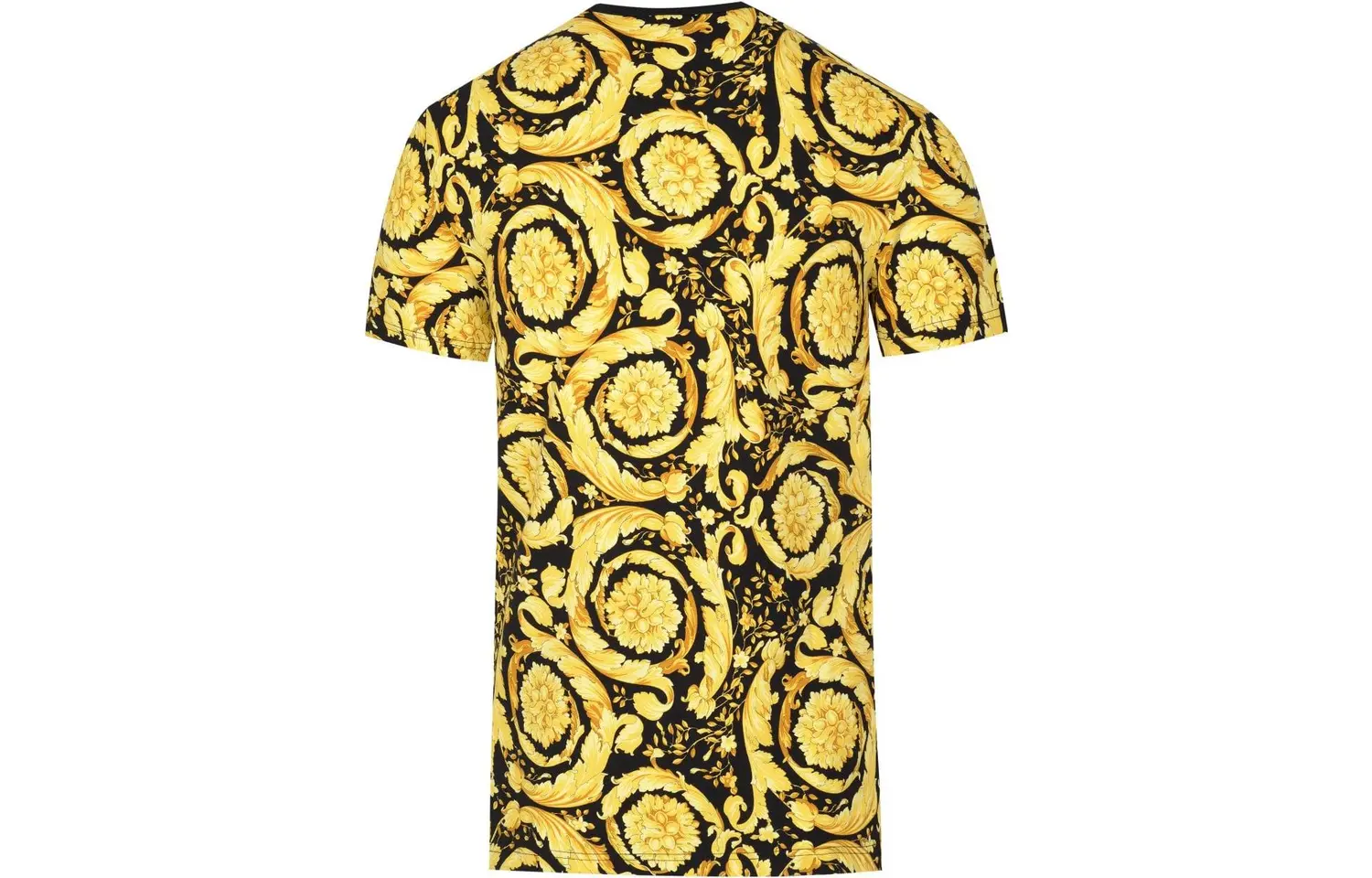 Барокко-принтованная футболка с круглым вырезом VERSACE, золото — фото 4