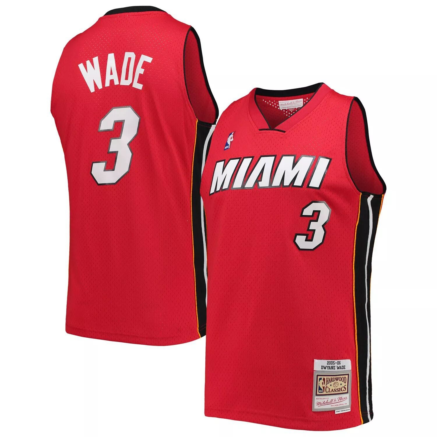 

Мужская майка Mitchell & Ness Dwyane Wade Red Miami Heat Big & Tall Hardwood Classics 2005-06 Swingman