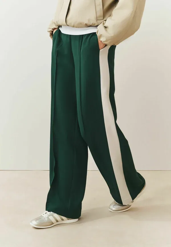 Брюки Next, Regular fit side stripe wide leg tailored trousers, зеленый