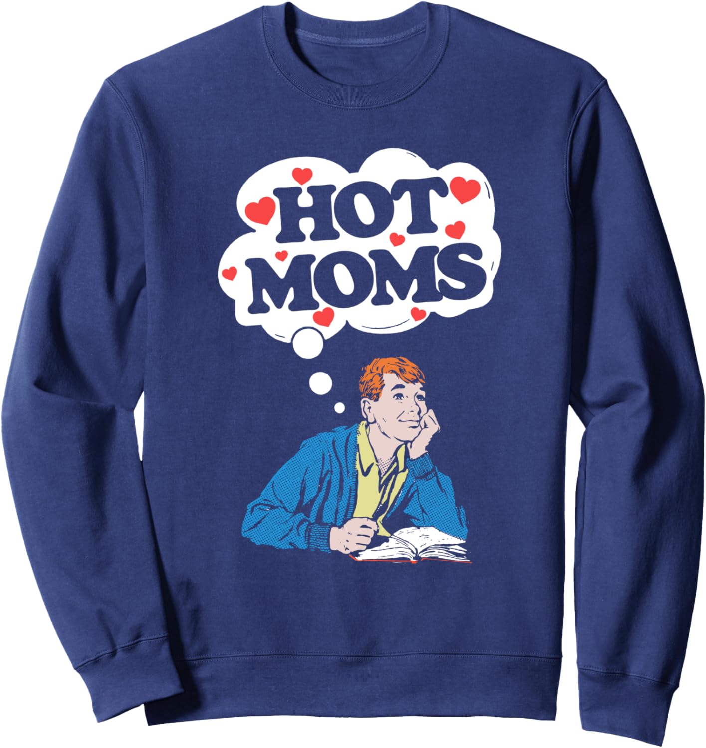 

Забавная винтажная мультяшная толстовка с надписью «Мечтаю о горячих мамочках» The Thrillmatic, темно-синий