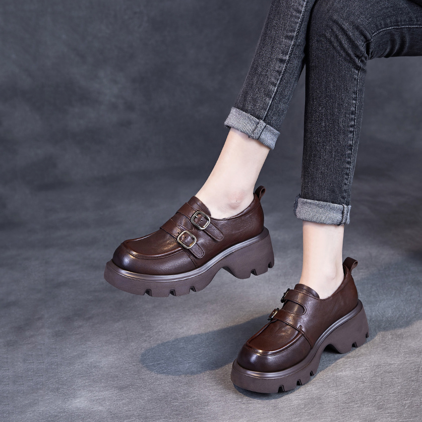 Devanro Женские лоферы черно-коричневые, цвет Dark Brown — фото 4