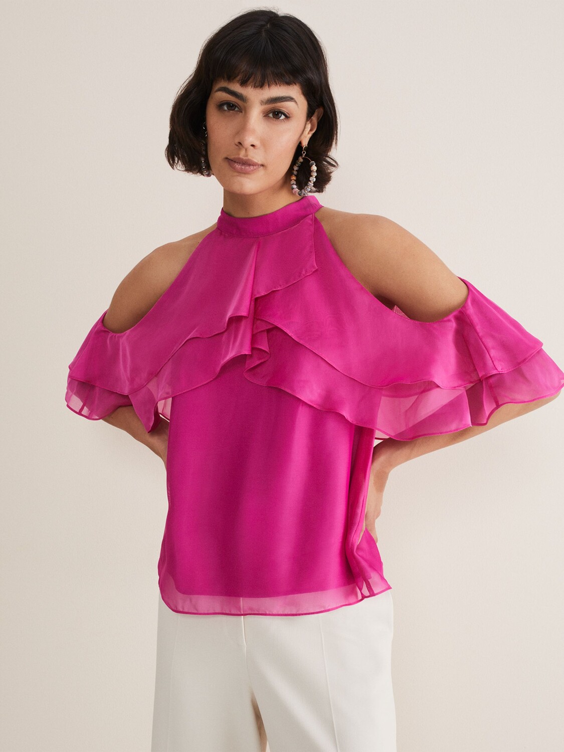 

Топ с рюшами Phase Eight Heather, розовый
