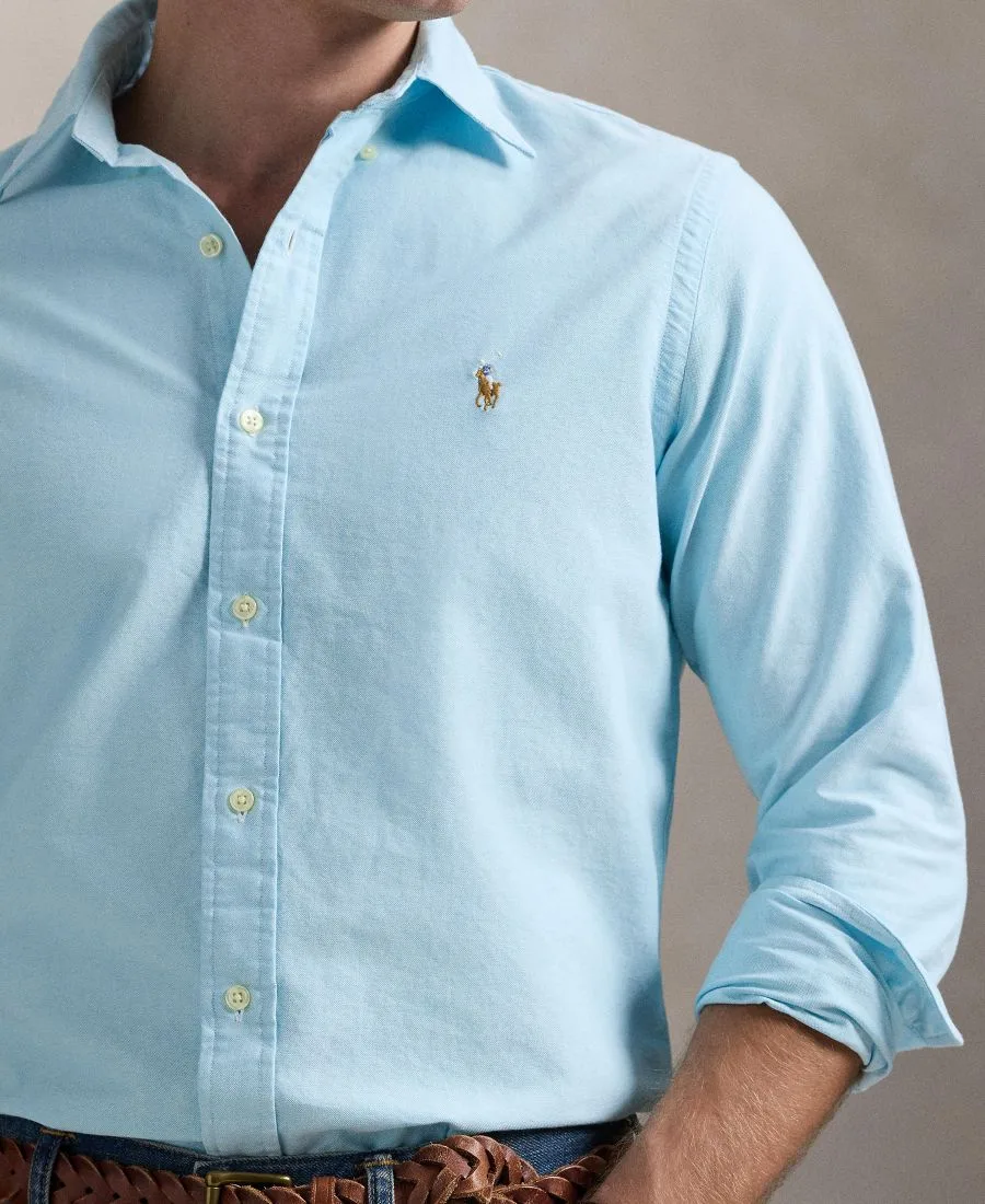 Мужская рубашка-оксфорд на пуговицах Polo Ralph Lauren, синий — фото 4