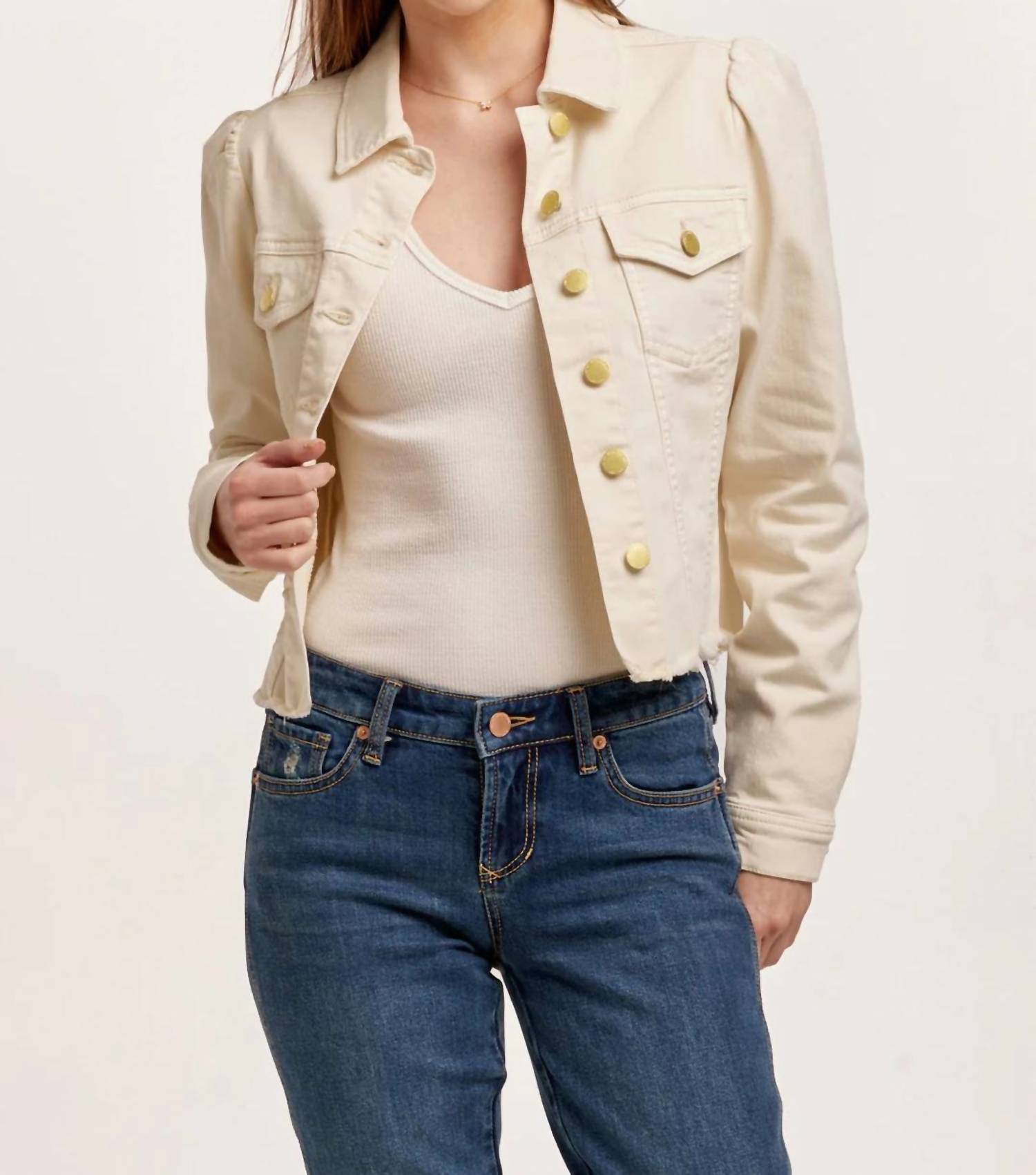 

Куртка Roselyn Cut Off цвета пшеницы DEAR JOHN DENIM