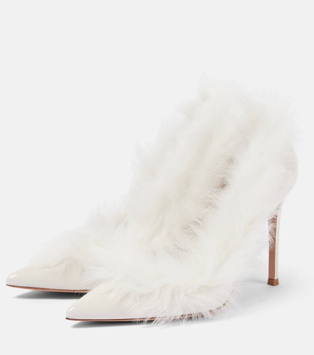 Туфли Jenny из лакированной кожи с отделкой из овчины Gianvito Rossi, цвет offwhite+offwhite — фото 4