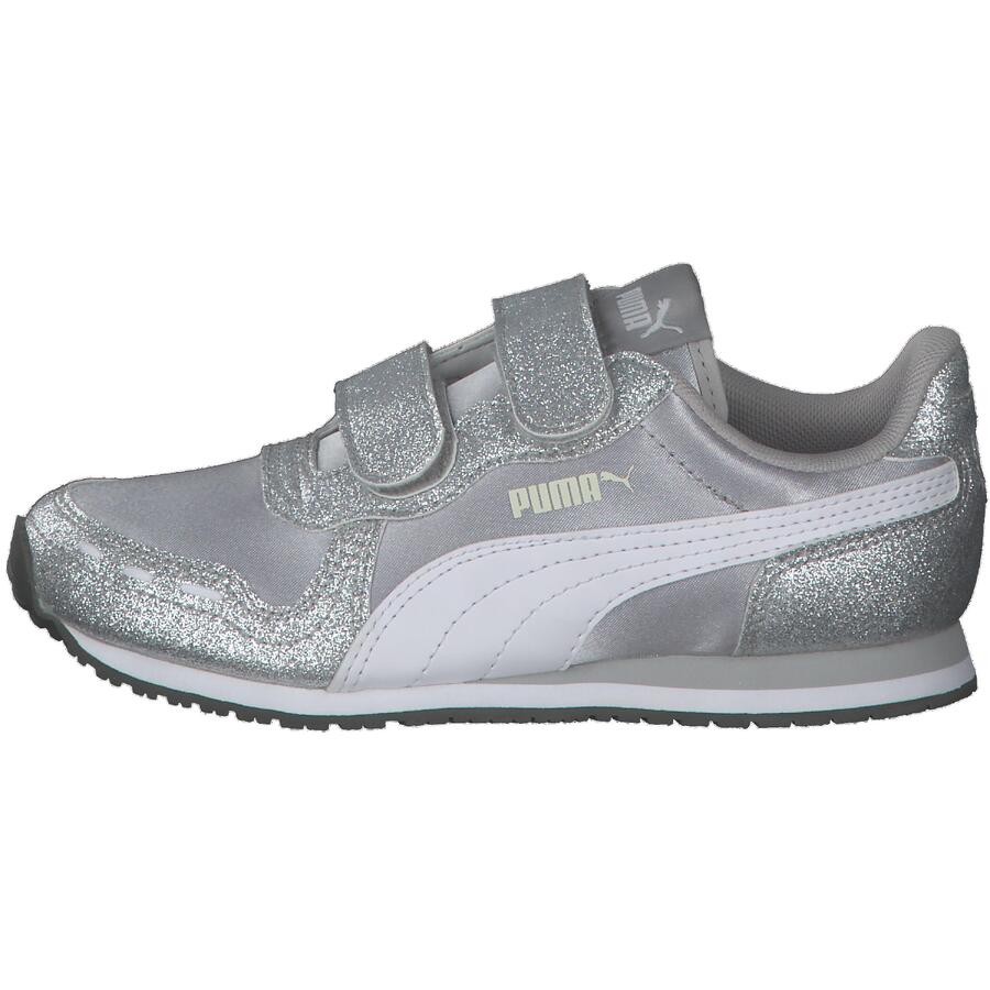 Кроссовки детские PUMA Cabana Racer Glitz V PS, серебристые, для девочек, 370985 — фото 2