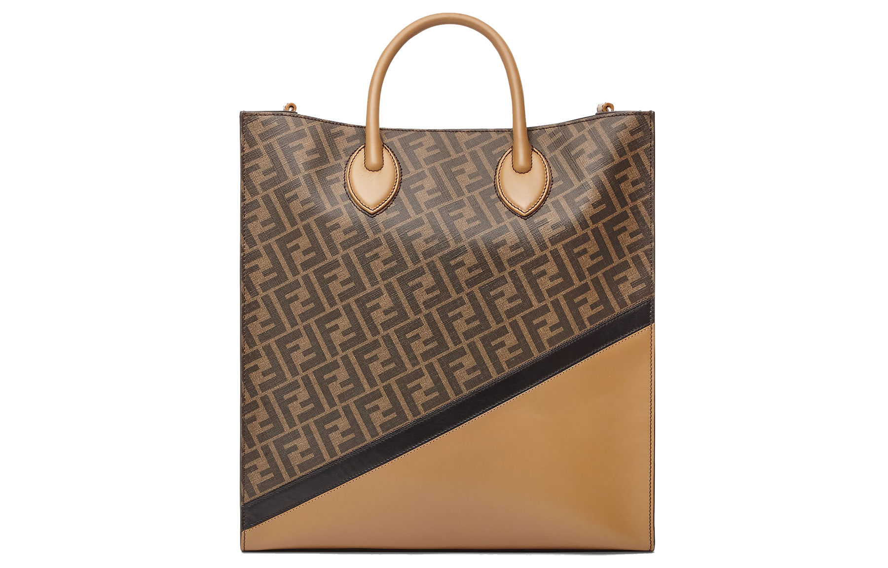 

FENDI Кожаная наплечная сумка через плечо мужская коричневая