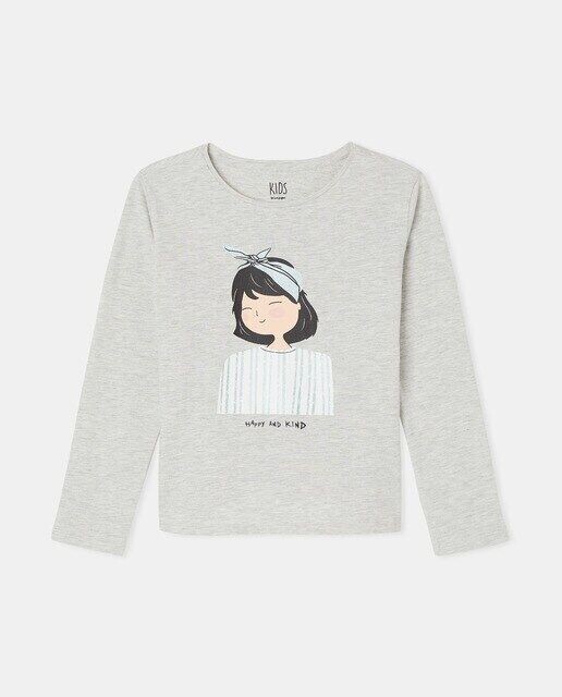 

Позиционная футболка для девочки с длинным рукавом Kids El Corte Inglés, светло-серый