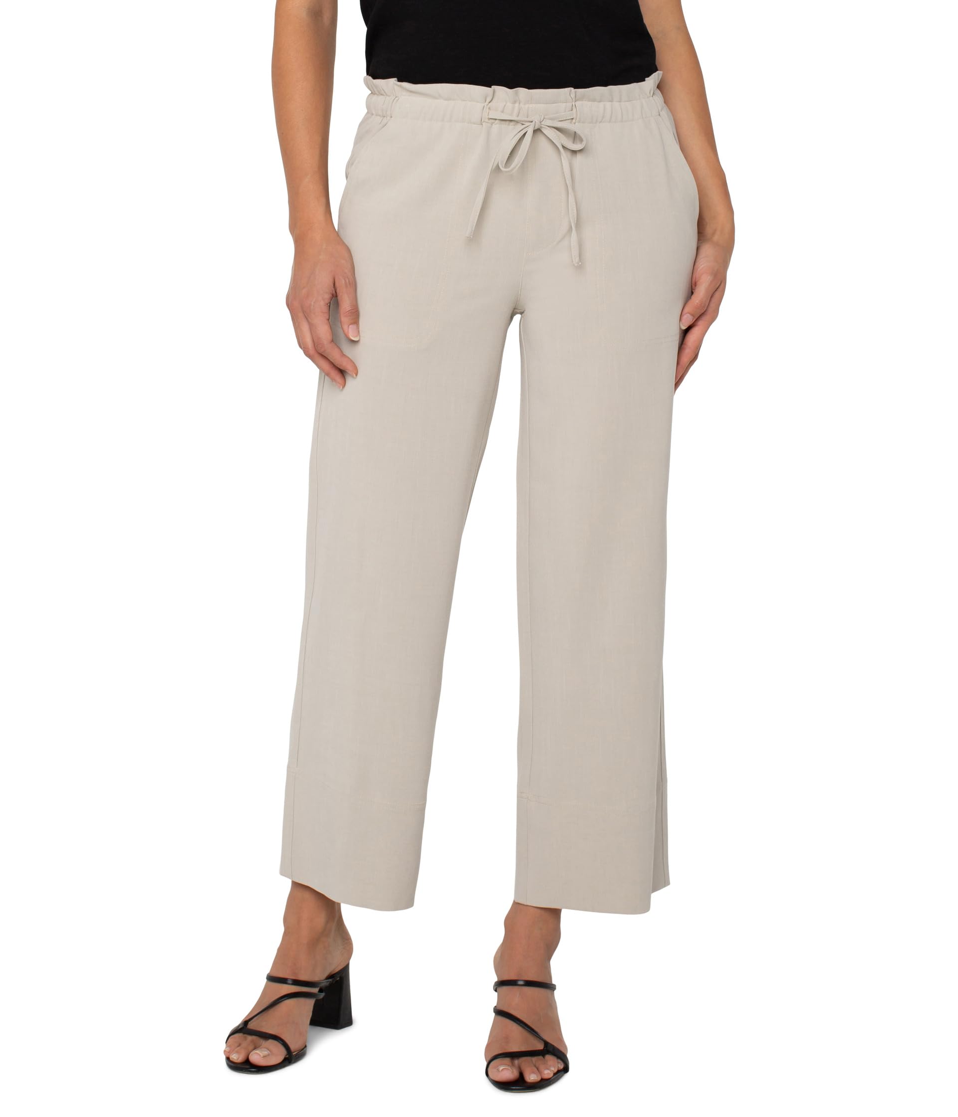 

Брюки Liverpool Los Angeles Mid-Rise Pull-On Tie Waist Wide Leg Ankle Pant 26", Dusty Tan