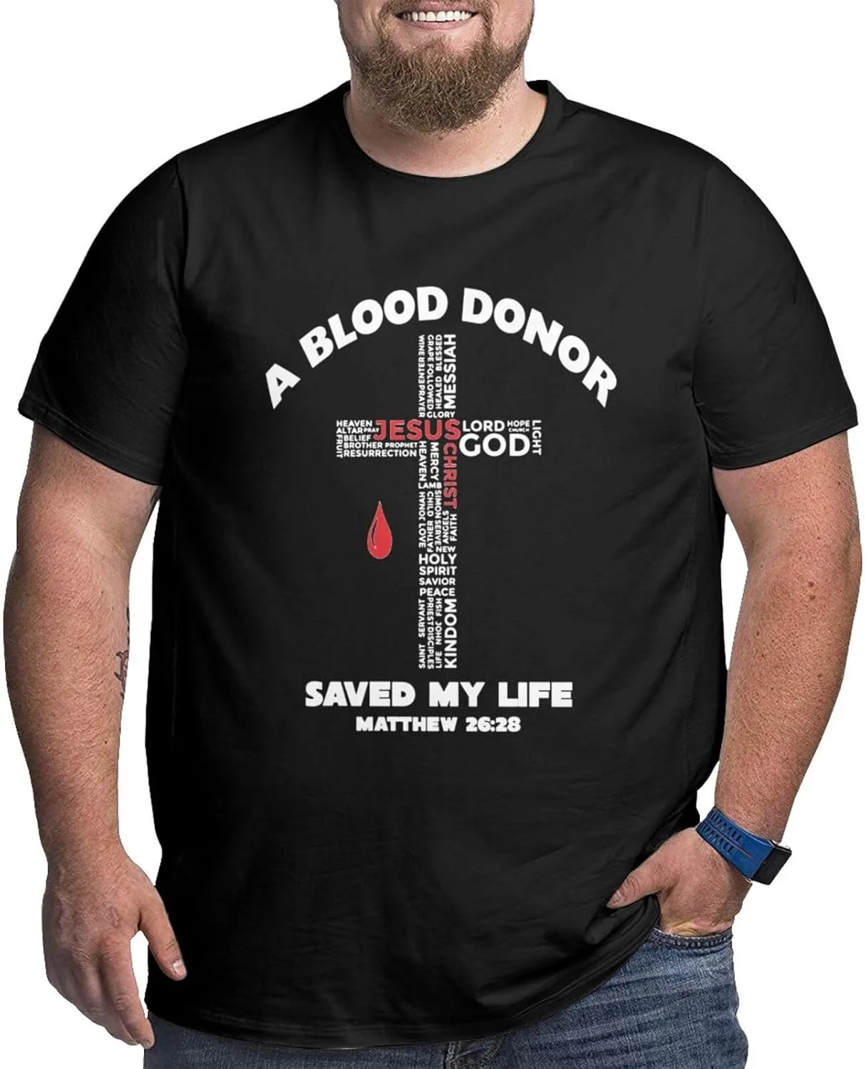 Футболка мужская с принтом "A Blood Donor Saved My Life", летняя, классическая, Large