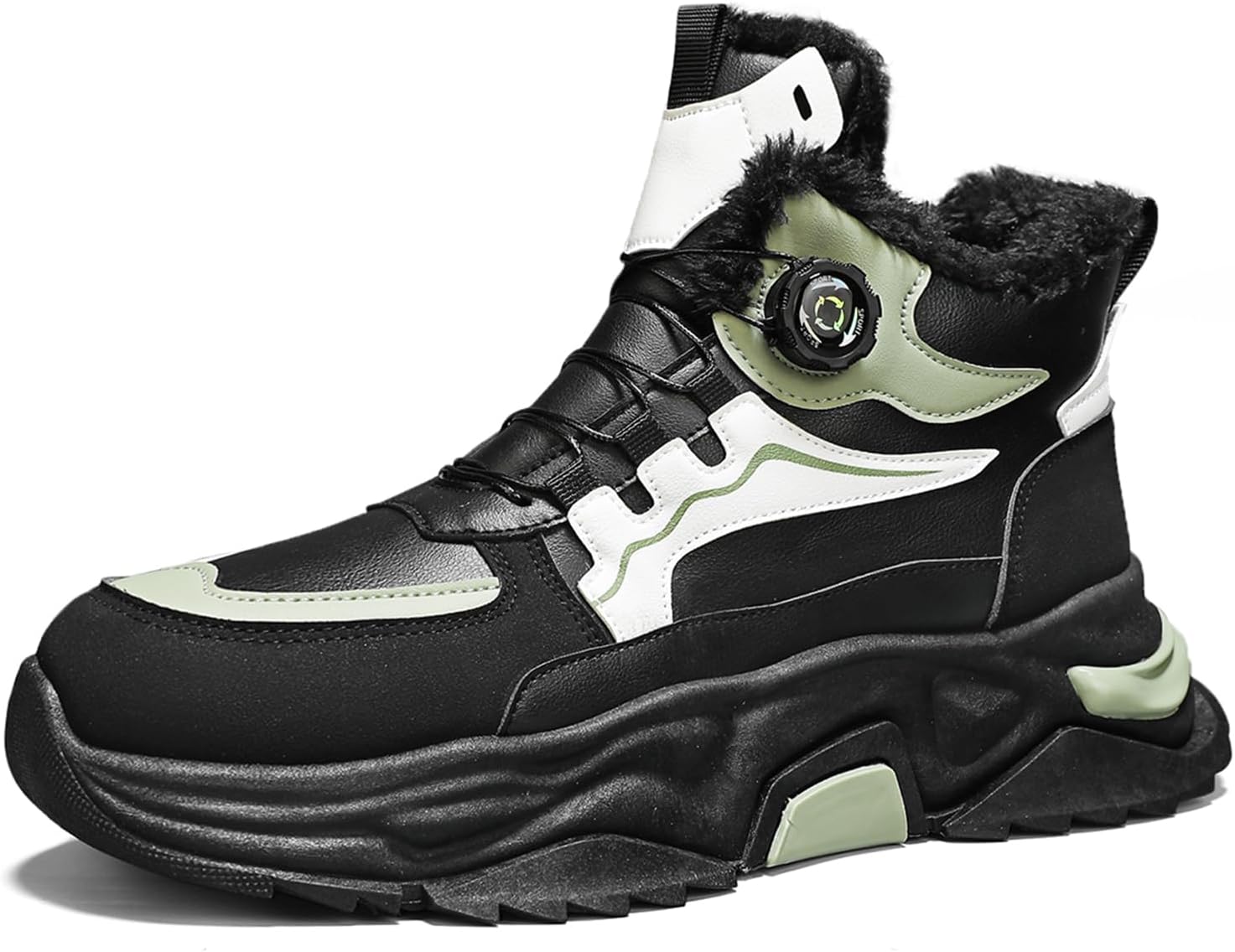 

Мужские модные кроссовки высокие для ходьбы, спортивные и повседневные кроссовки, массивные кроссовки для мужчин Spwagym, черный/зеленый