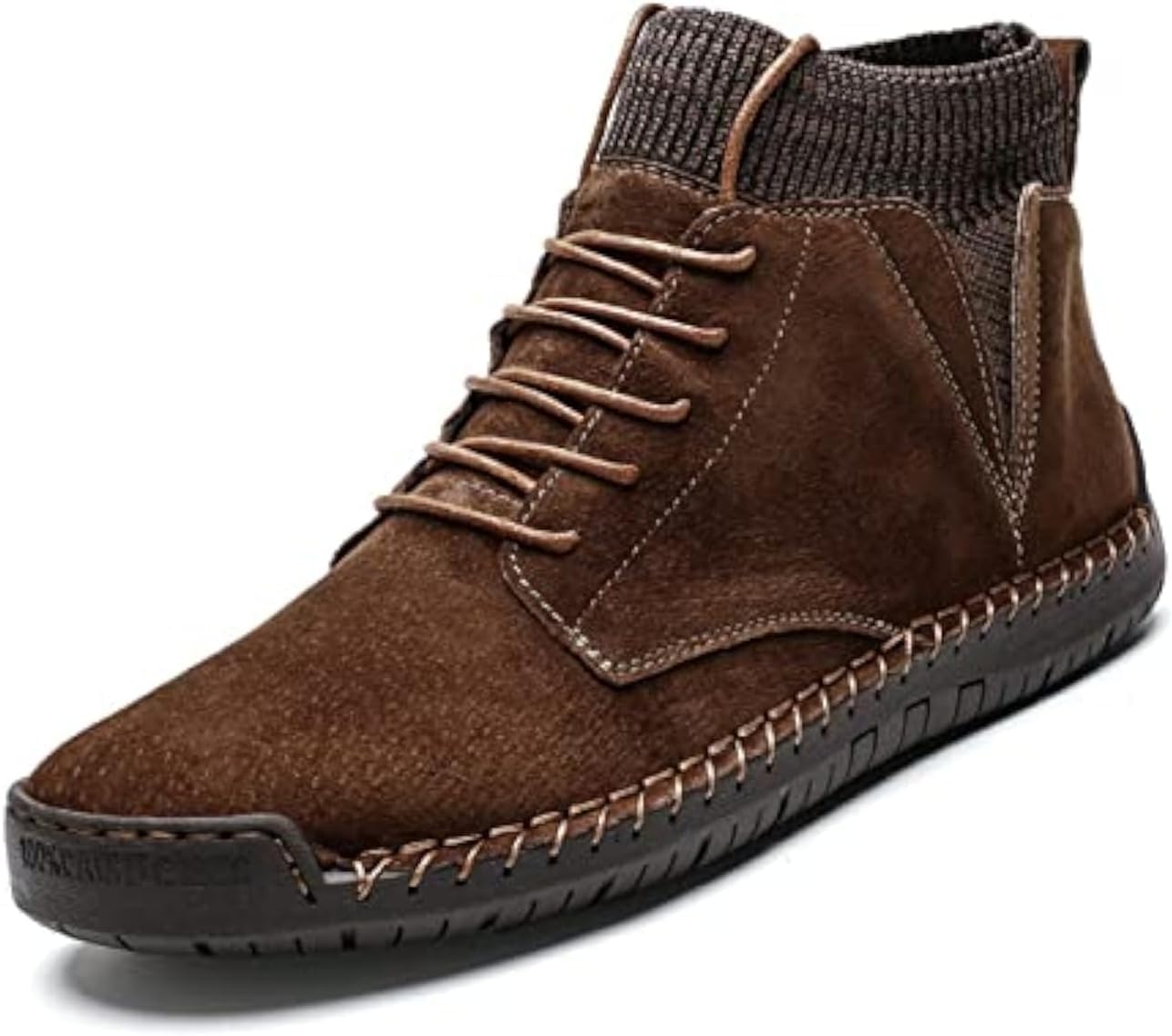 

Мужские винтажные лоферы средней высоты с ручной прошивкой и шнуровкой, ботинки Чакка на шнуровке, ботинки для мотоциклов и прогулок, повседневные кожаные ботинки до щиколотки Vannida, коричневый