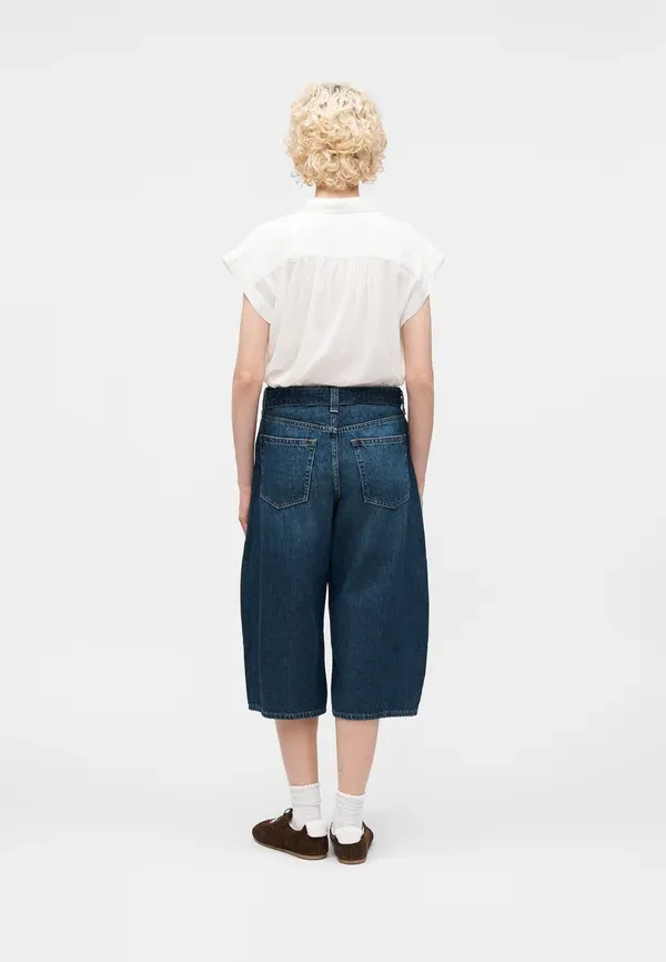 Шорты-джинсы с поясом-кулиской Gap vera denim, темно-синий деним — фото 3