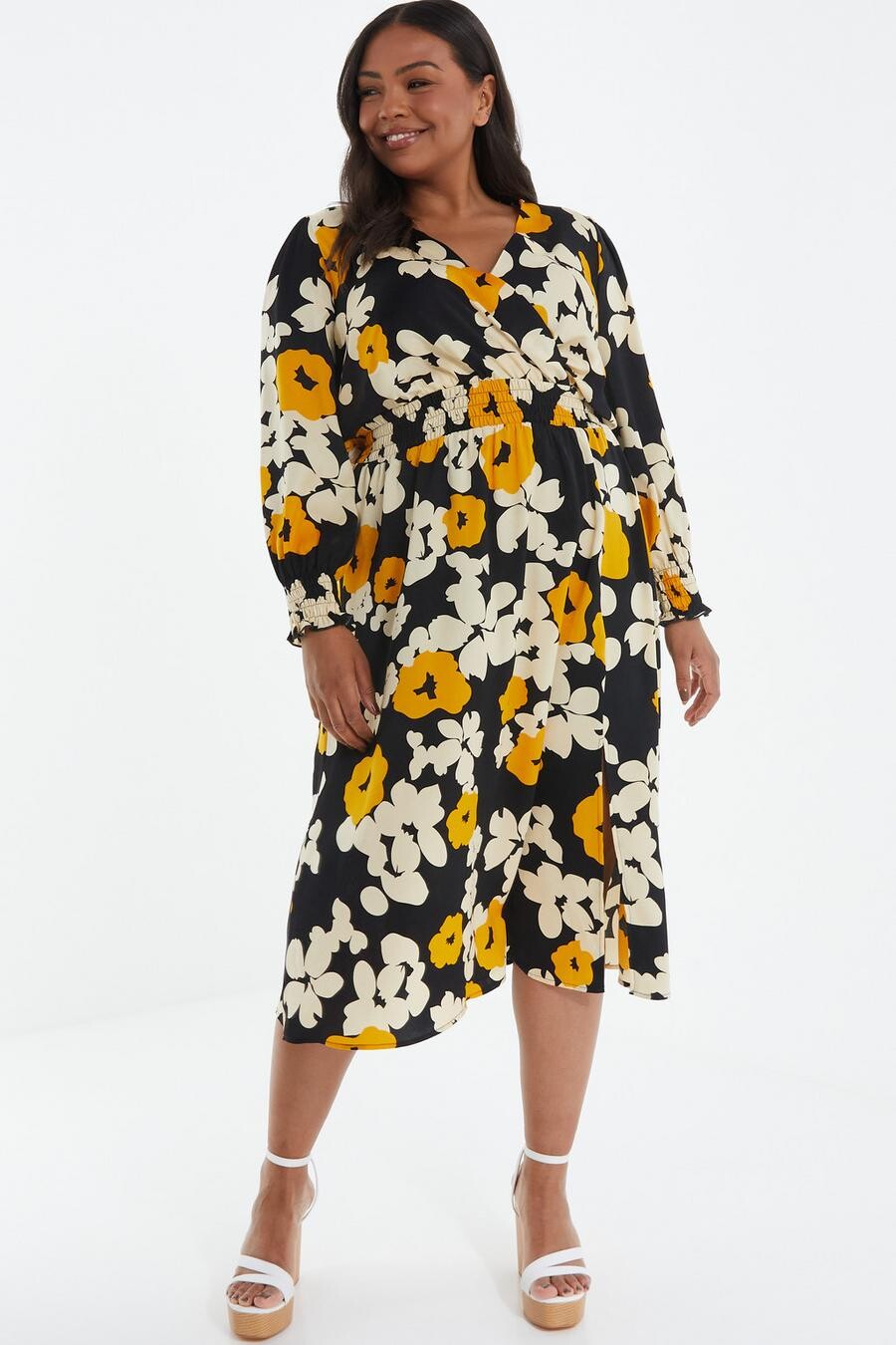 

Платье-миди Curve Black Floral с запахом QUIZ Clothing