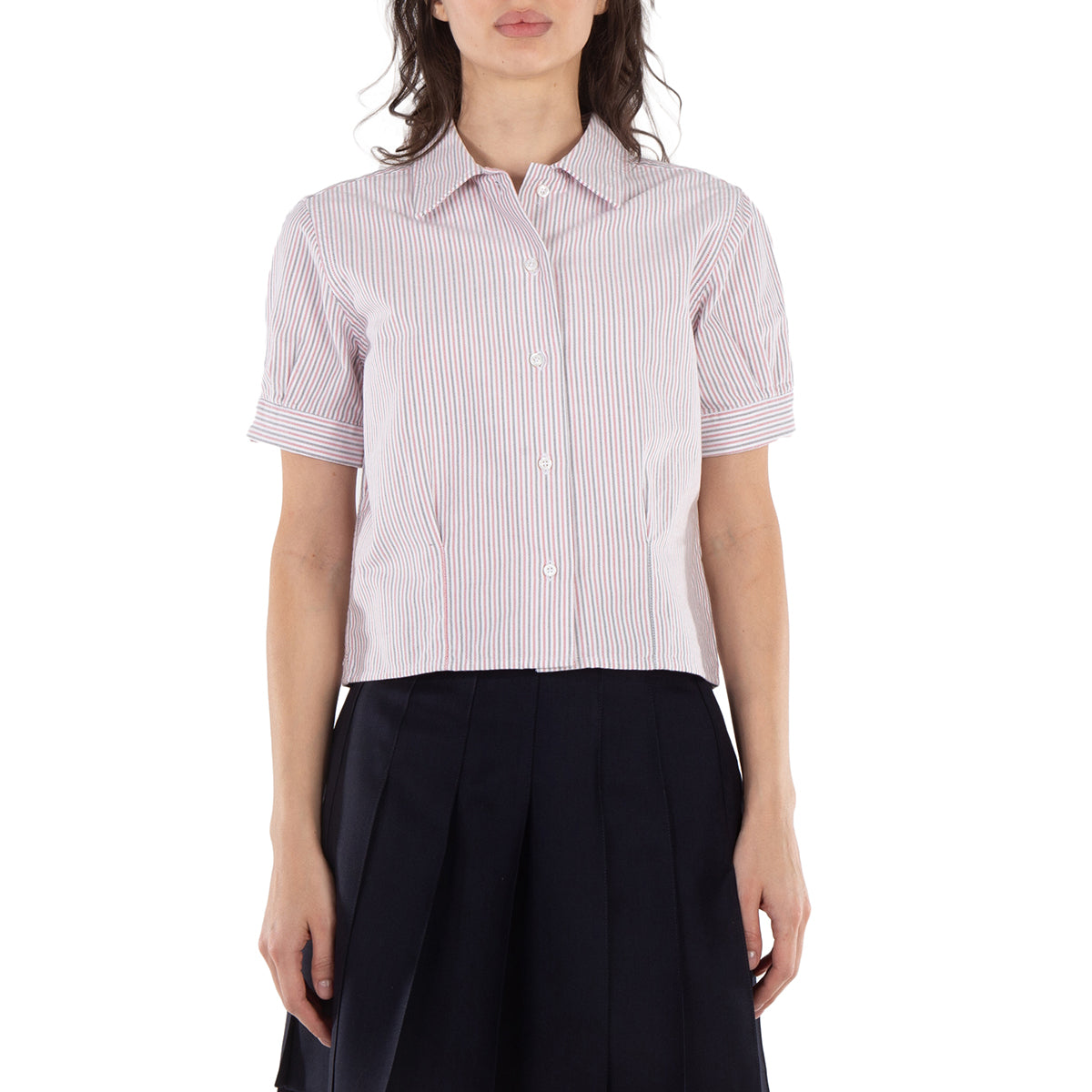 

Thom Browne Короткий рукав Полосатая Оксфордская Блузка