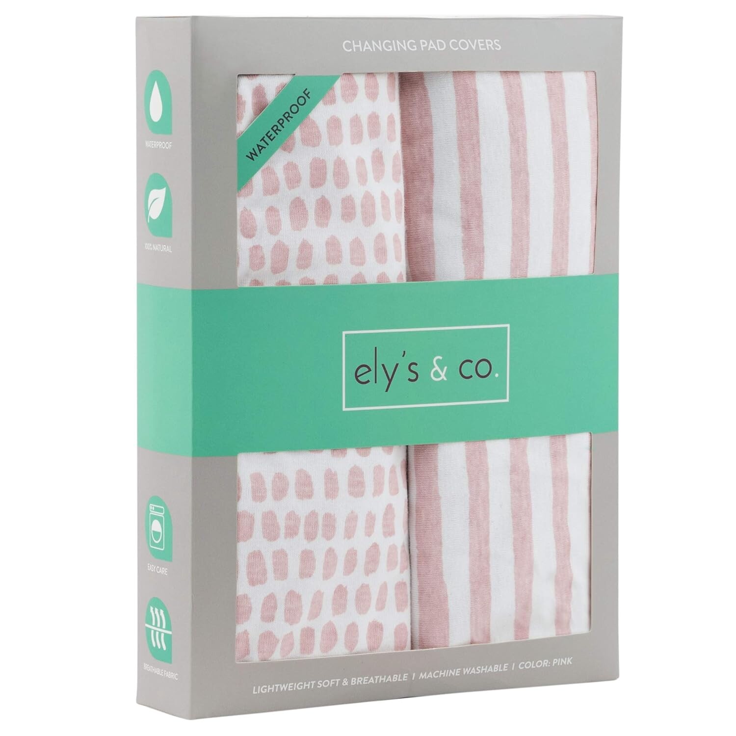 

Запатентована компания Ely's & Co., водонепроницаемый чехол для пеленания и комплект простыней для кроватки, Pink