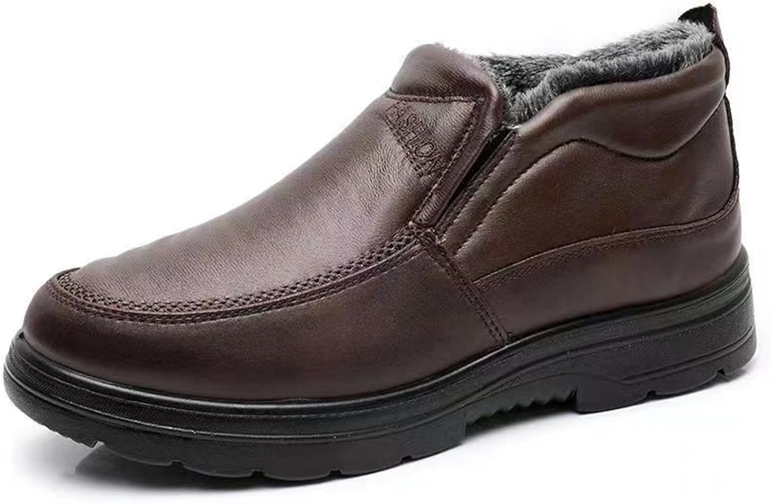 

Мужские зимние ботинки Crepuscute без шнуровки с теплой подкладкой, для улицы, с нескользящей мягкой подошвой, повседневные, для ходьбы, домашняя обувь, коричневый