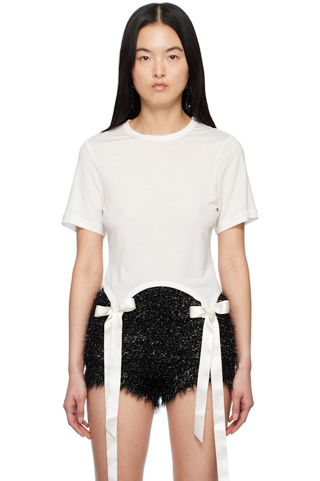 

Футболка с бантом Simone Rocha, цвет ivory