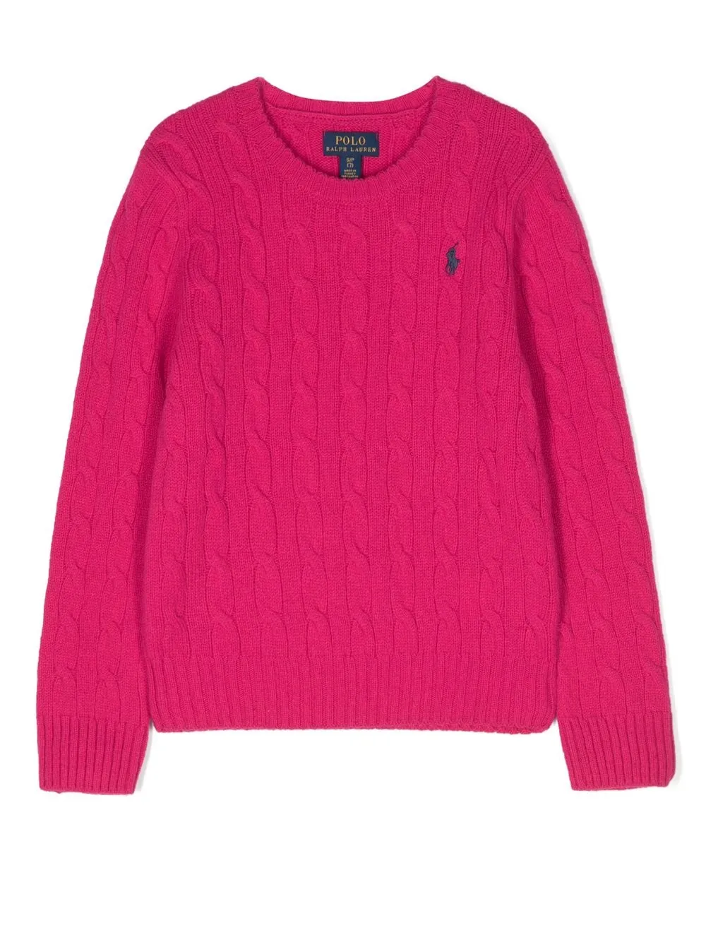

Джемпер фактурной вязки с вышитым логотипом POLO RALPH LAUREN KIDS, розовый