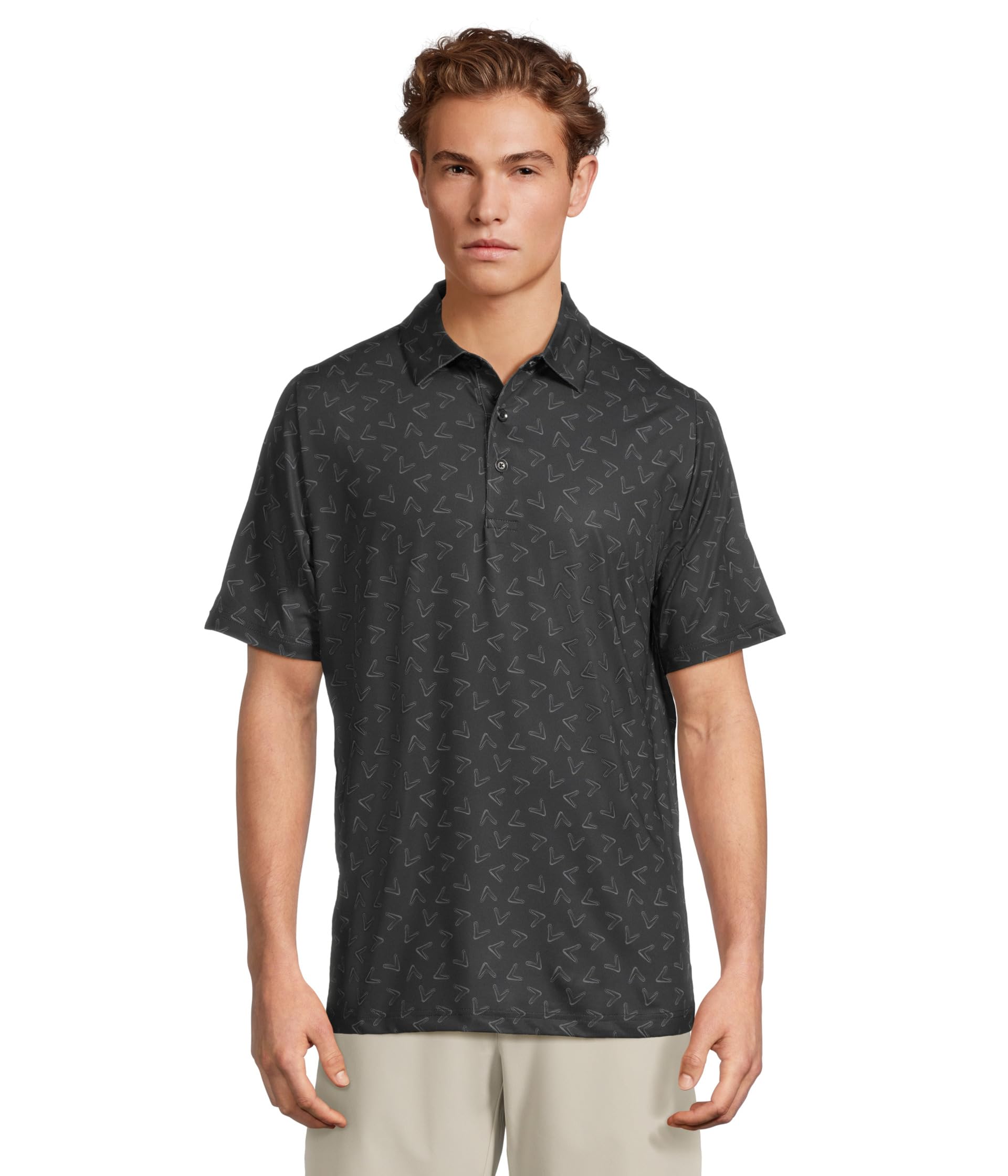 

Поло Callaway All Over Large Chev Printed Polo, цвет Caviar