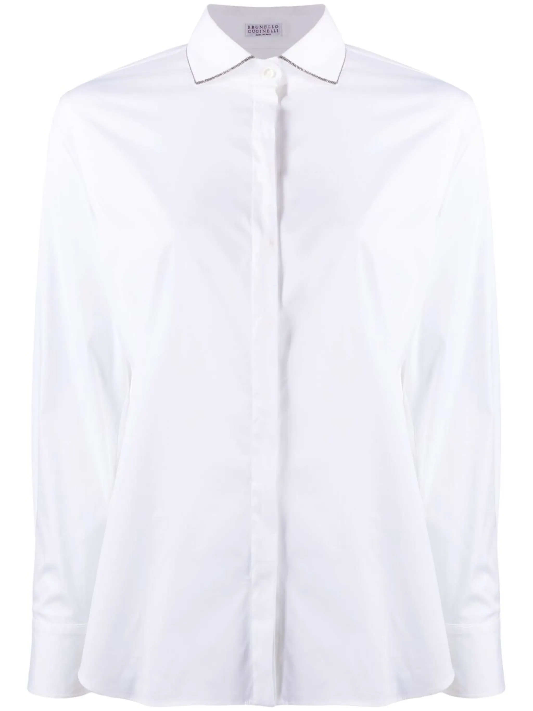

Рубашка с короткими рукавами и декором Monili Brunello Cucinelli, белый