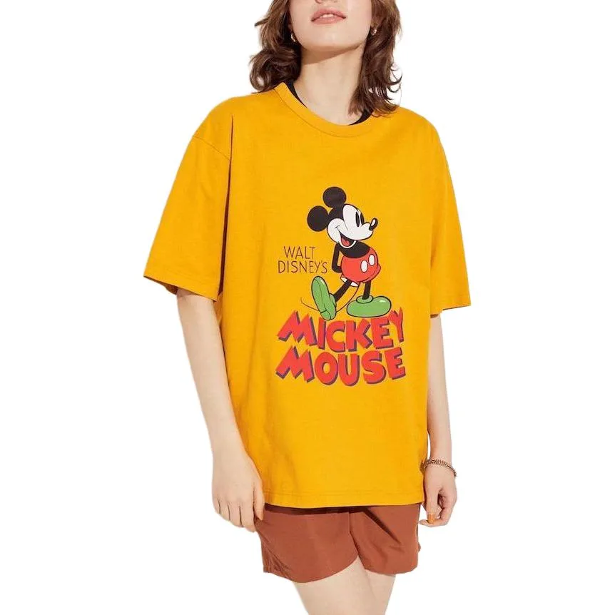 UNIQLO Футболка Disney унисекс лимонно-желтая с круглым вырезом умеренно прямого кроя — фото 3