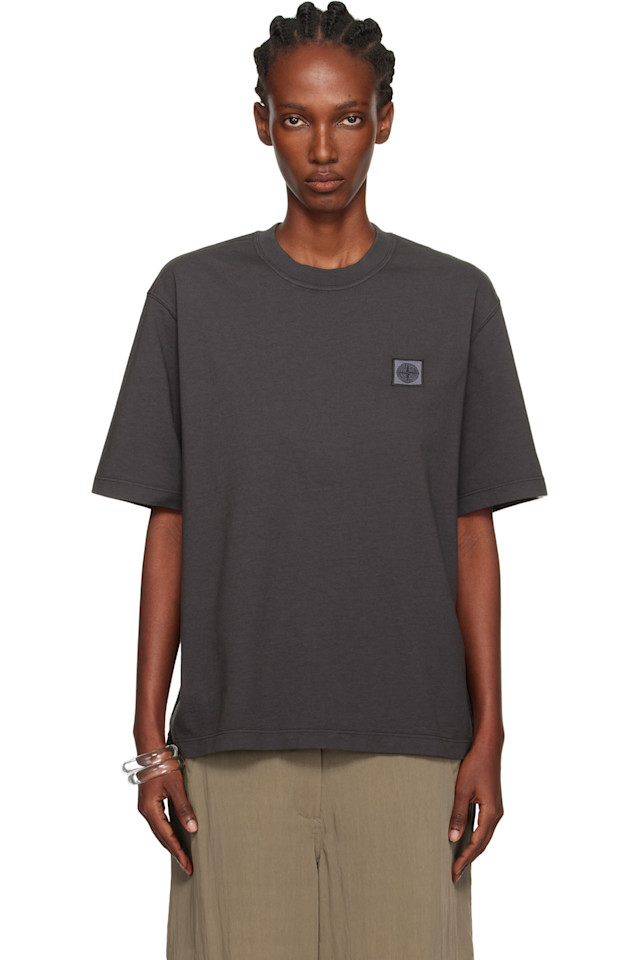 

Stone Island Серая футболка из чесаного органического хлопка 2100025