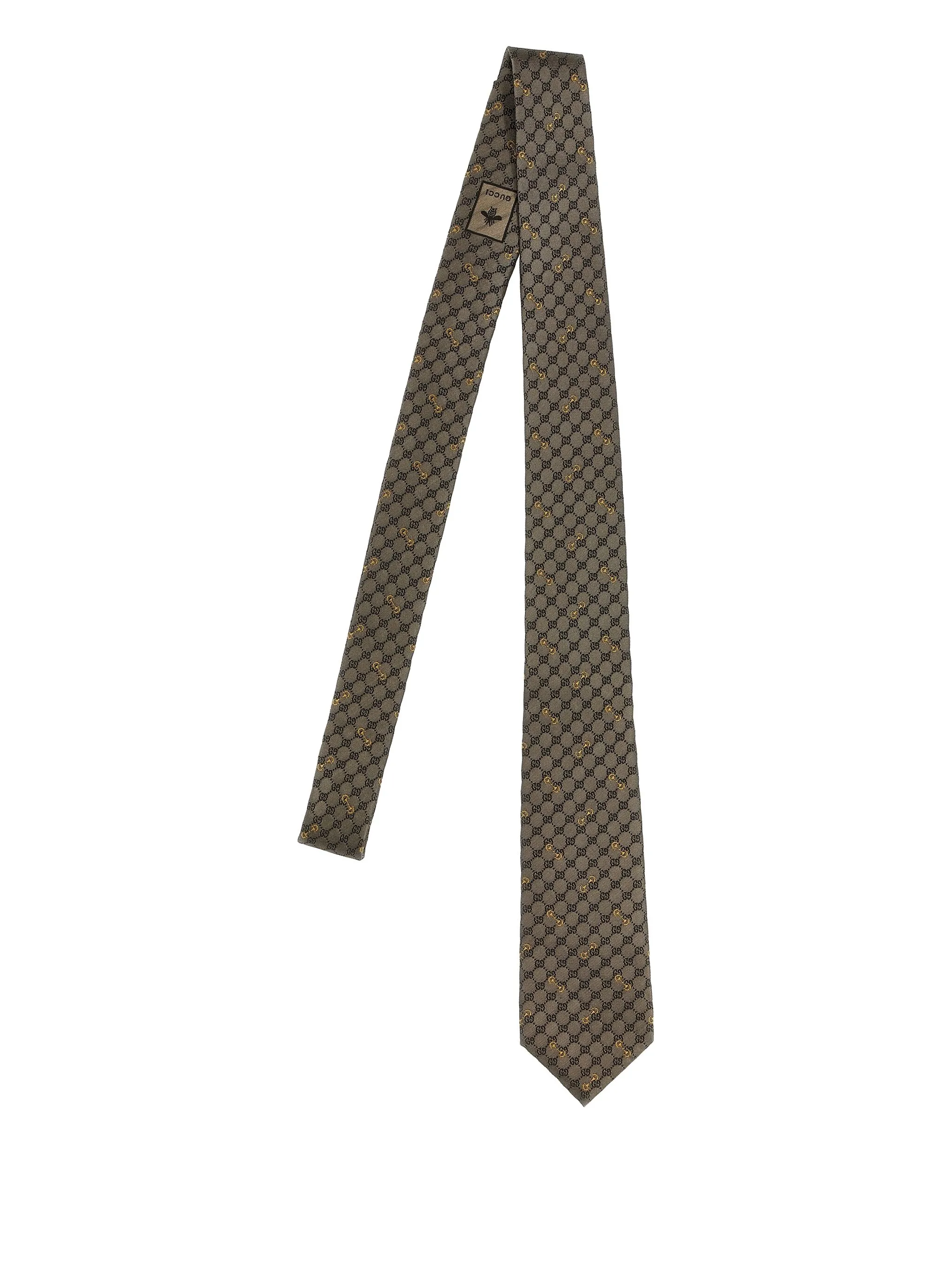 

Шелковый галстук с логотипом GG Gucci, бежевый