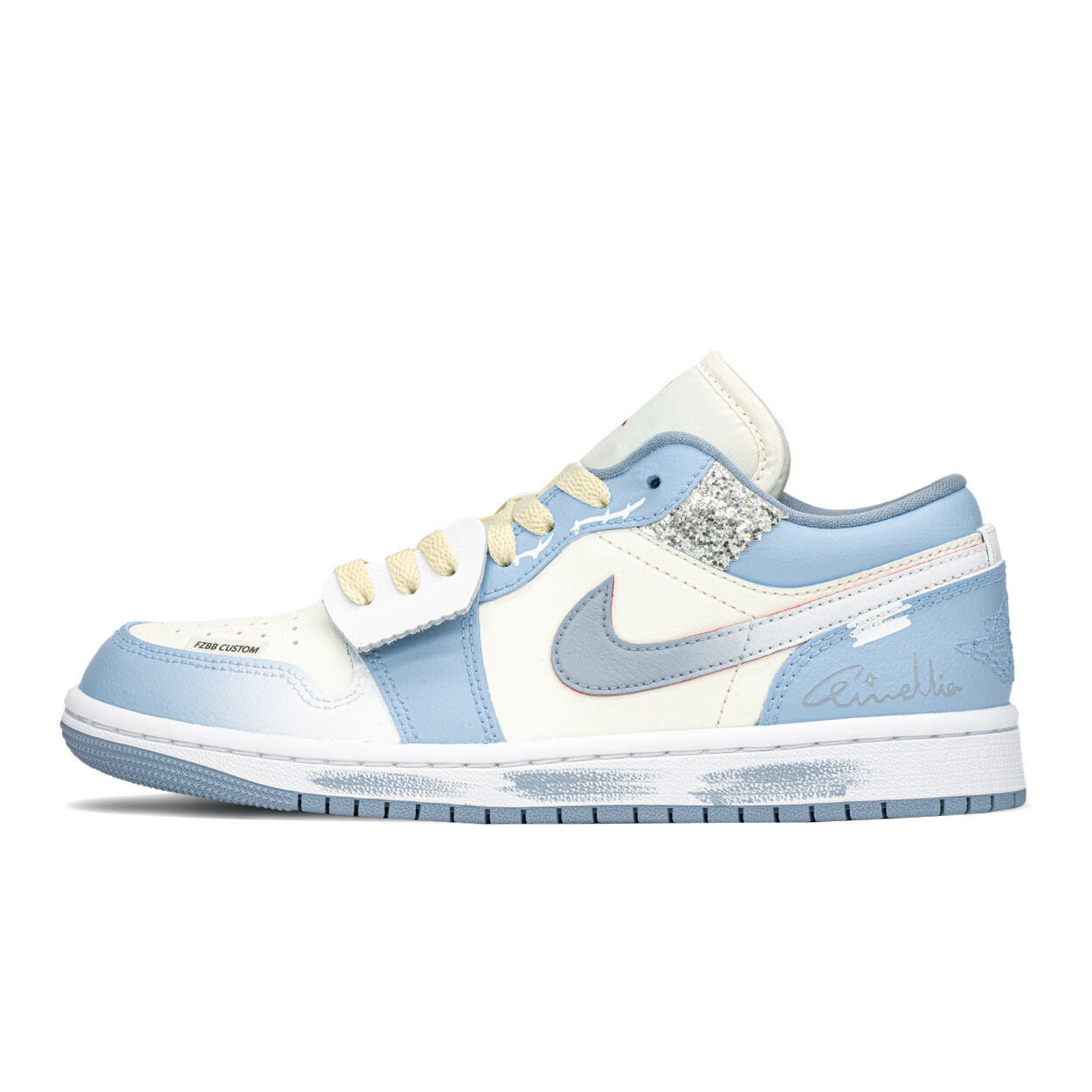 Кроссовки Air JORDAN 1 Vintage Basketball Shoes Women's Low-Top White Blue — фото 2