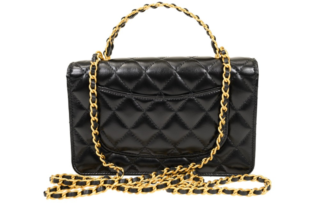 Кошелек на цепочке из кожи коровы Сумка-кошелек Женская Черный CHANEL — фото 4